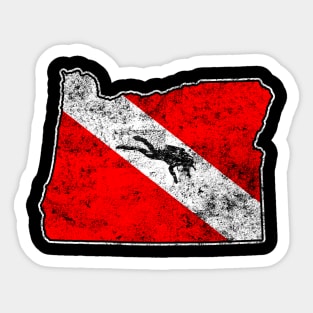 Oregon Dive Flag Scuba Diving State Map Dive Flag Distressed Sticker